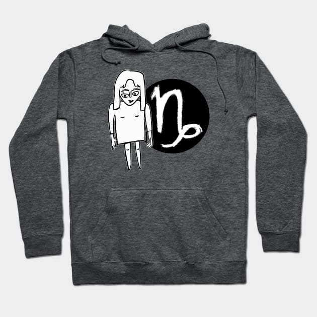 Capricorn Zodiac Woman, Capricorn Girl Hoodie by badlydrawnbabe